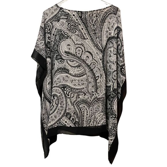 TALBOTS Tops - TALBOTS WOMENS SHEER BLACK AND WHITE HANDKERCHIEF TUNIC SIZE L/XL